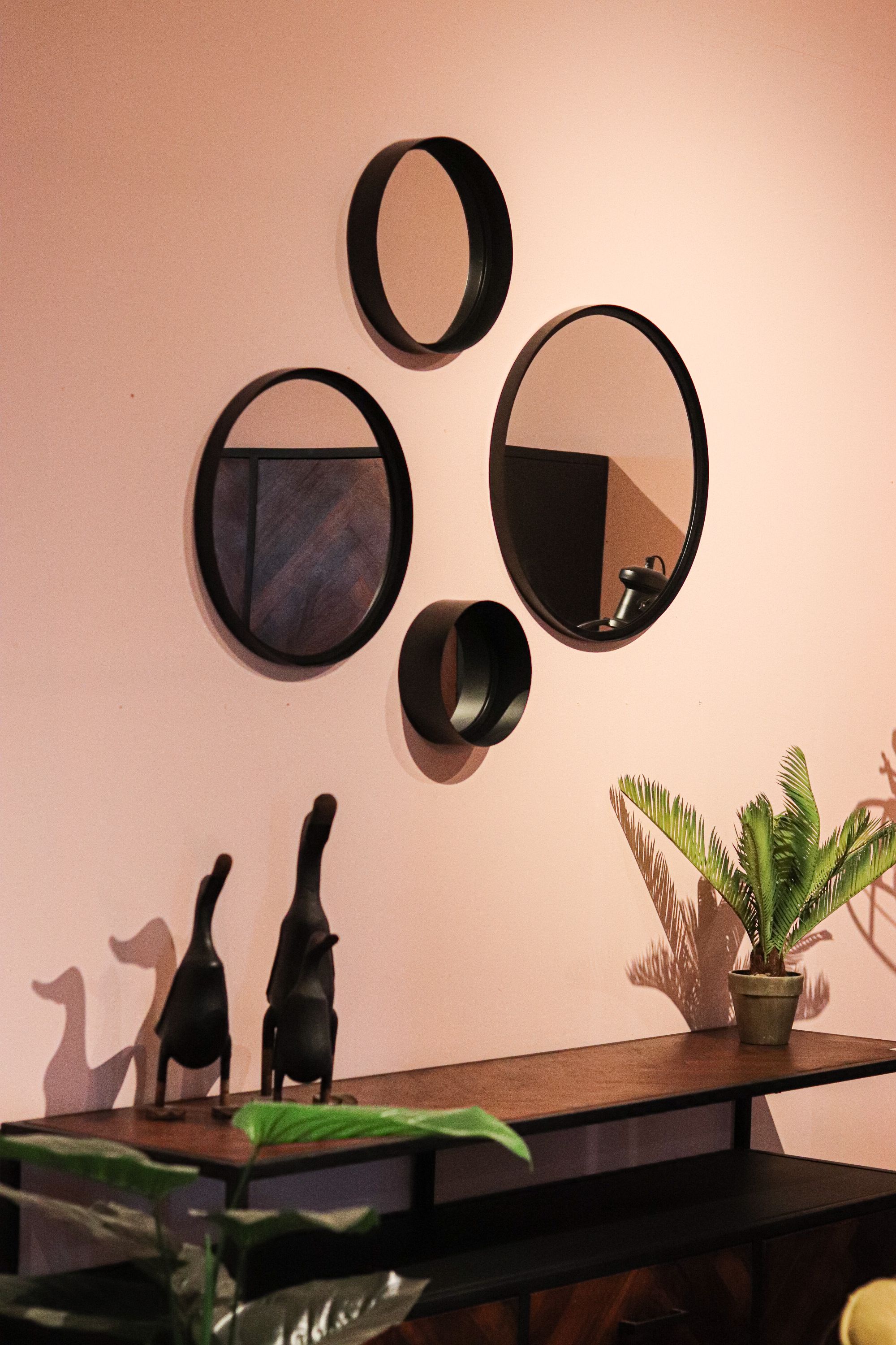 Wandspiegel Fletcher Rond - ø50 - zwart - Metaal/glas